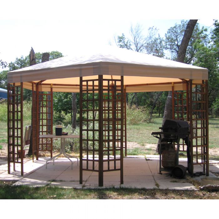 Garden Winds Pavillon Ersatz-Baldachin Riplock 350 – Sechseckig, Beige, Wasserdicht, UV-beständig