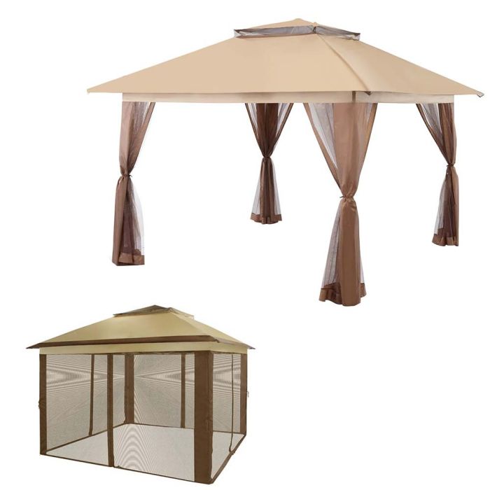 Gazebo Pop-up Crown Shades 13x13 Con Tetto Ventilato E Borsa - Tenda Da Giardino, Antivento, Struttura Acciaio, Blu