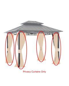 Universal Replacement Privacy Curtain Set for 11' X 9' Hard Top Gazebo