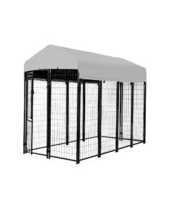 Replacement Canopy Cover for KennelMaster 4’ x 8’ x 6’ Welded Dog Kennel Playpen – RipLock 350 – Slate Gray