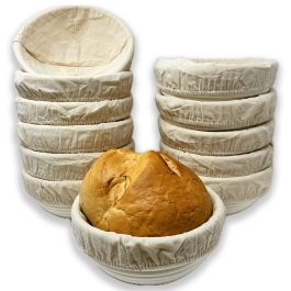12 Pack - Artisan Round Proofing Basket w/ CLOTH LINER 7in