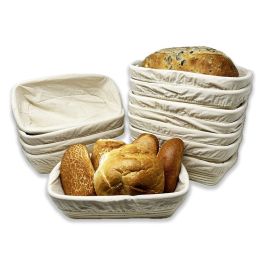 12 Pack - Artisan Rectangular Proofing Basket w/ CLOTH LINER 12in