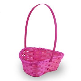 Pink Heart Shaped Bamboo with Handle - Small 6in 