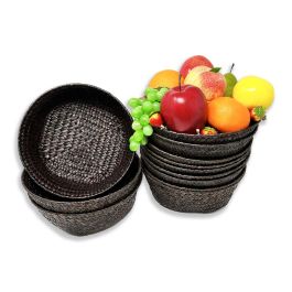 12 Pack - Alexa Mahogany Round Tray Basket - 6in