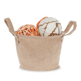 Natural Jute Round Handle Bag Wire Top Rim - Medium 8in