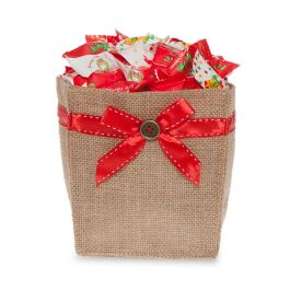 Natural Jute Utility Bag with Red Bow - Small 5in