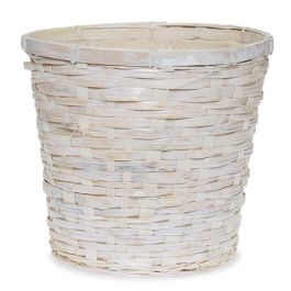 White Round Rattan Planter Basket 13 in 