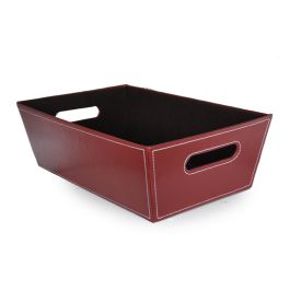BURGUNDY FAUX LEATHER UTILITY TRAY- SMALL