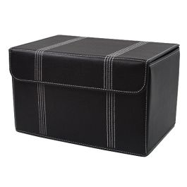 Roosevelt Faux Leather Collapsible Storage Box with Lid 15in - Black