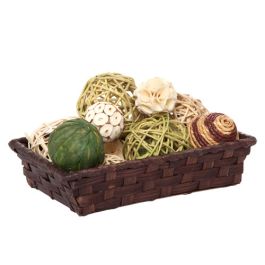 Dark Brown Rectangular Bamboo Basket 8in