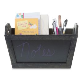 Black Rect Wooden Planter Basket with Chalkboard 12in 
