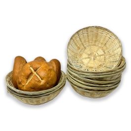 12 Pack - Bamboo 9 Inch Round Bread Bowl 