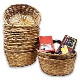 12 Pack - Brown Bamboo Oval Basket 9in