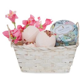 Rectangular Bamboo Utility Basket with Ear Handles - White Wash 8in