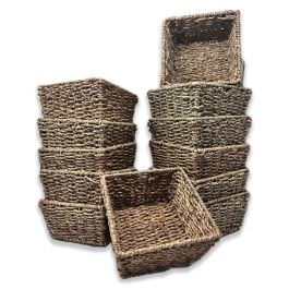 12 Pack - Michaela Small Sea Grass Square Utility Basket 6 in 