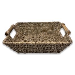Kalani Small Sea Grass Basket with Bamboo Handle 14in Tall