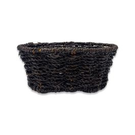 Michaela Small Oval Sea Grass Tray Basket 9in - Dark Brown