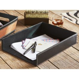 Roosevelt Faux Leather Document Tray 15in  - Black